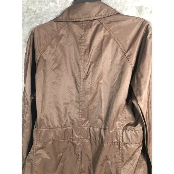 Daisy Fuentes 2 Button Woman’s Belted Wind Breaker Jacket Large Brown - Picture 12 of 13